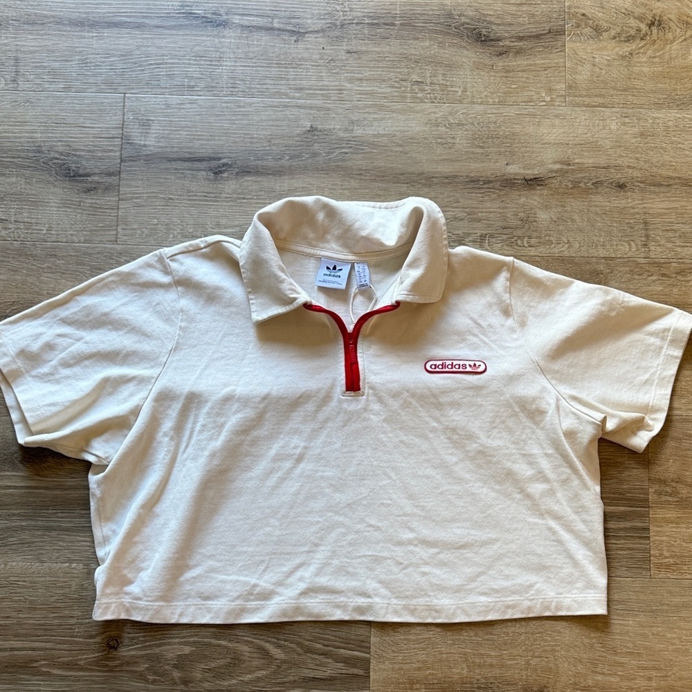 Adidas Originals Half Zip Crop Polo - Picture 5 of 7